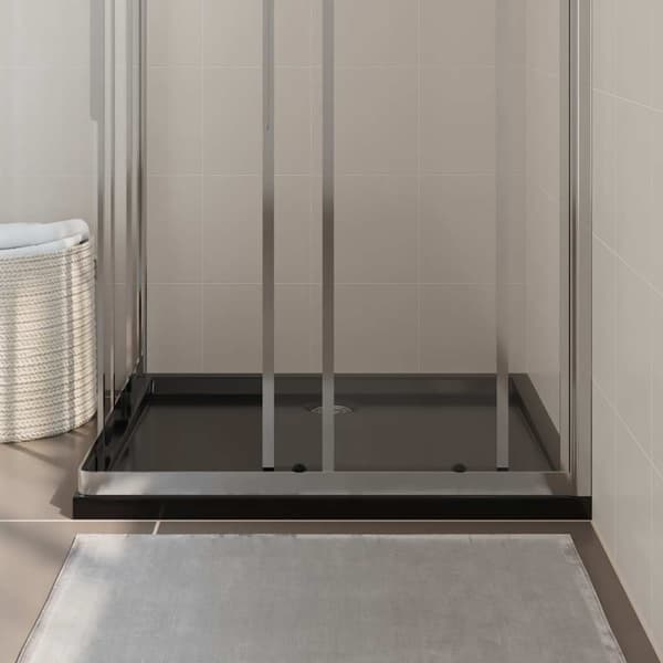 Duschkar rektangulärt ABS svart 80x90 cm