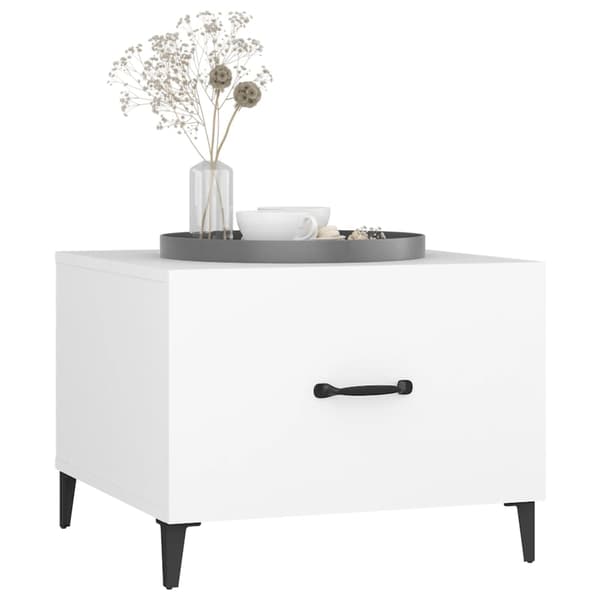 Soffbord med metallben vit 50x50x40 cm