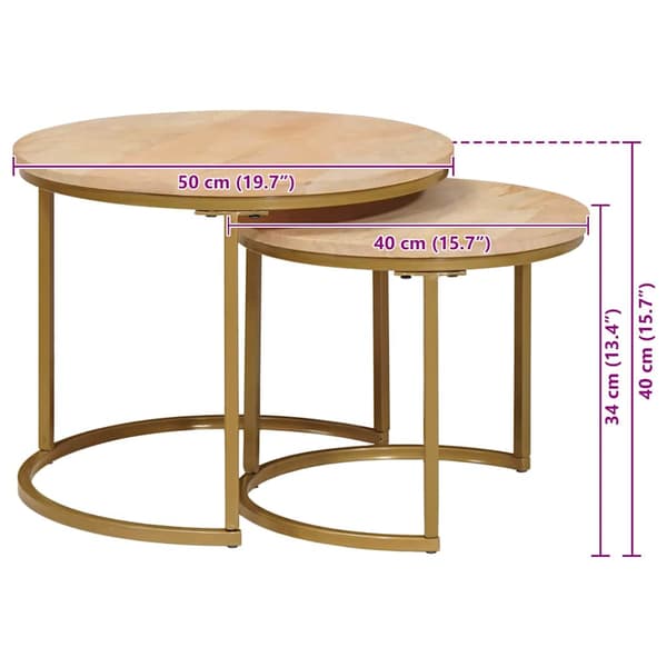 Nesting Kaffe Bord 2 pcs Brun Massivt Mangoträ och stål