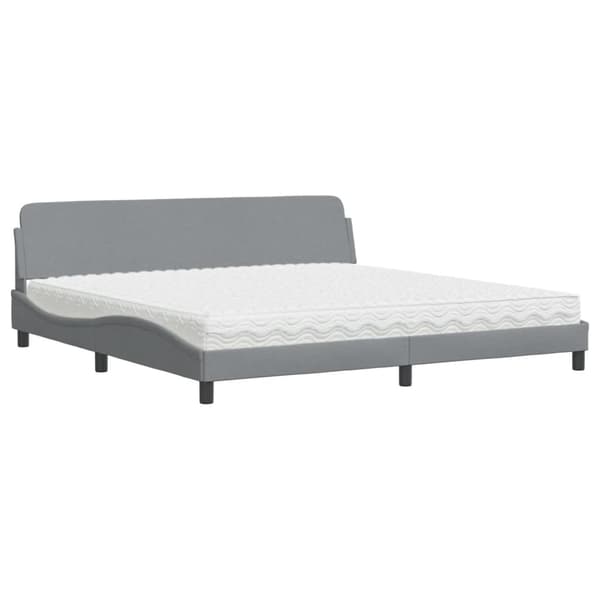 Bed with Mattress "Dover" Light Grey 200x200 cm Fabric