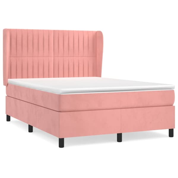 Ramsäng med madrass rosa 140x200 cm sammet