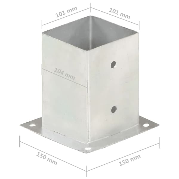 Stolpfot 4 st galvaniserad metall 101 mm
