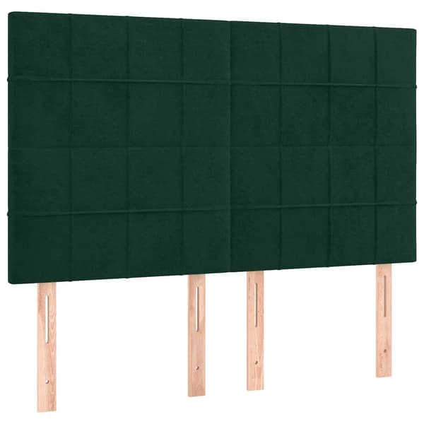 Ramsäng med madrass & LED mörkgrön 140x200 cm sammet
