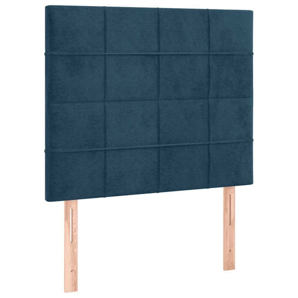 Sänggavel LED mörkblå 80x5x118/128 cm sammet
