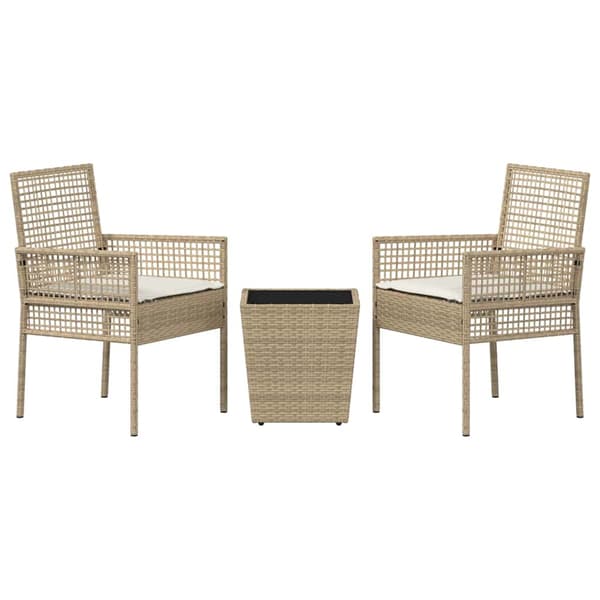 Trädgårds Bistro Set 3 pcs Beige konstrotting