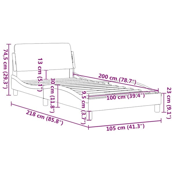Bed Frame "Dover" Dark Grey 100x200 cm Velvet