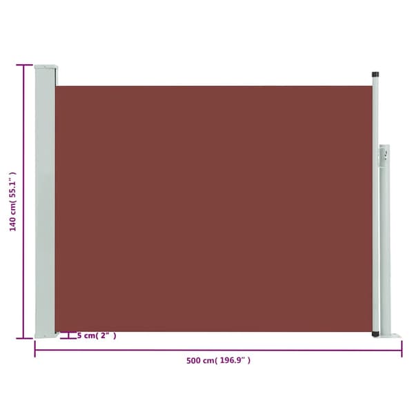 Infällbar sidomarkis 140x500 cm brun