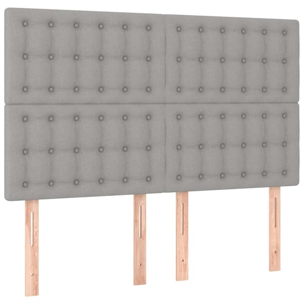 Ramsäng med madrass ljusgrå 140x190 cm tyg