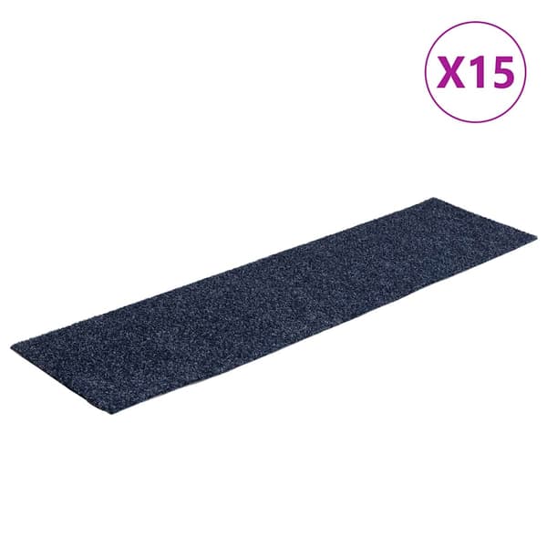 Trappmattor självhäftande 15 st 76x20 cm gråblå rektangulära