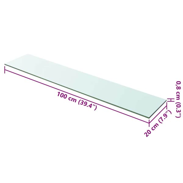 Hyllplan 2 st glas genomskinlig 100x20 cm