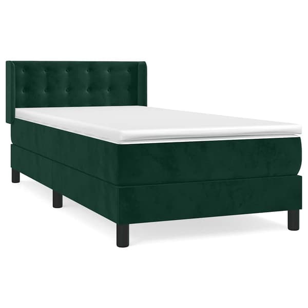 Ramsäng med madrass mörkgrön 90x190 cm sammet
