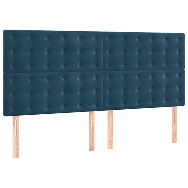 Sänggavel mörkblå 200x5x118/128 cm sammet