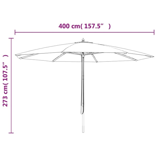 Parasoll med trästång 400x273 cm antracit
