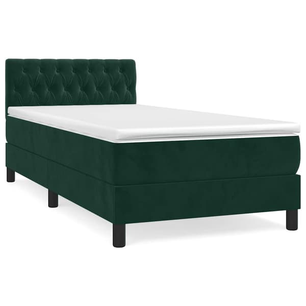 Ramsäng med madrass mörkgrön 100x200 cm sammet