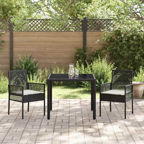 Trädgårdsmöbelset 3 pcs Svart konstrotting