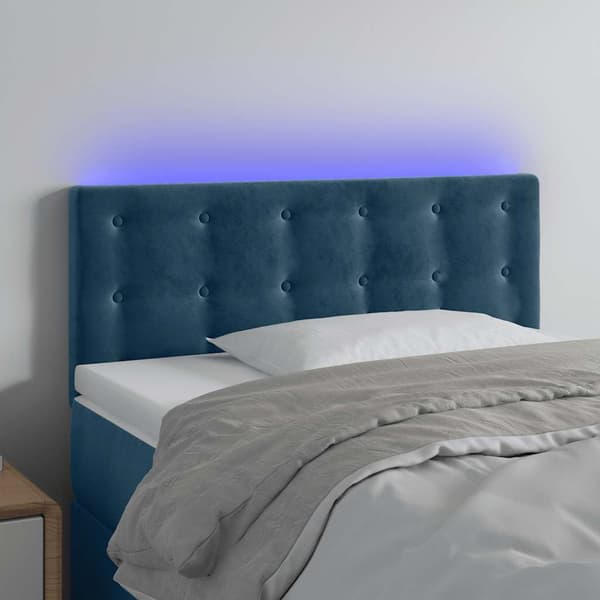 Sänggavel LED mörkblå 90x5x78/88 cm sammet