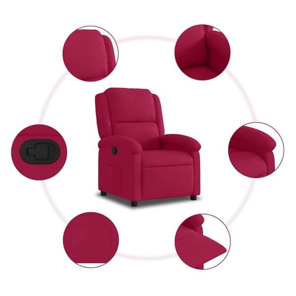 Reclinerfåtölj vinröd sammet