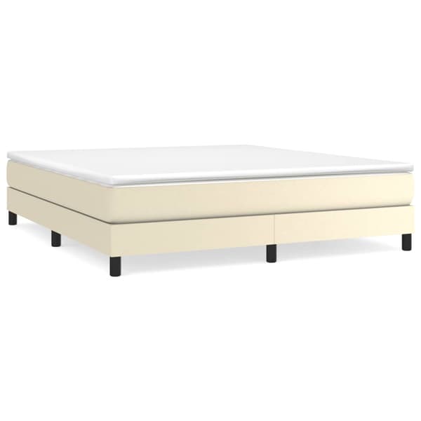 Boxspring-sängram gräddvit 180x200 cm konstläder