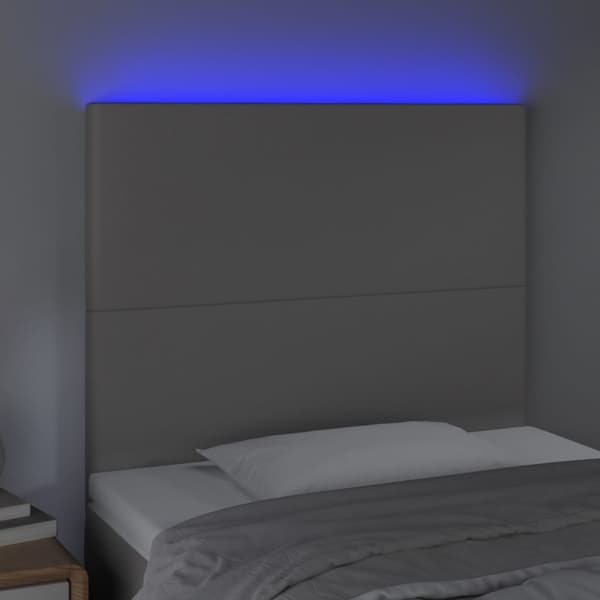 Sänggavel LED grå 100x5x118/128 cm konstläder