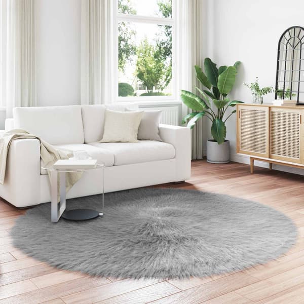 Fuskfäll matta TAFALLA Grå Ø 200 cm Polyester