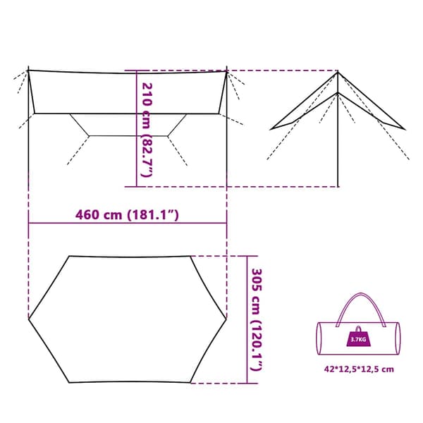 Tarp blå 460x305x210 cm vattentät