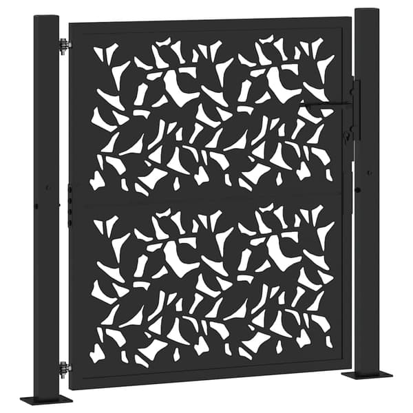 Trädgårdsgrind svart 100x100 cm stålbladsdesign