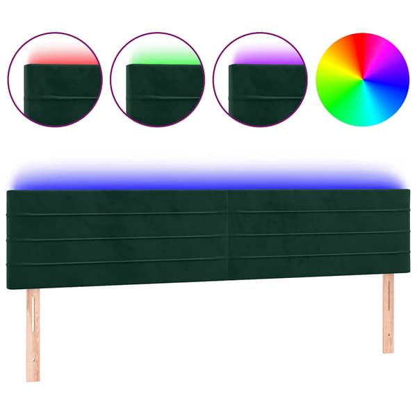 Sänggavel LED mörkgrön 160x5x78/88 cm sammet