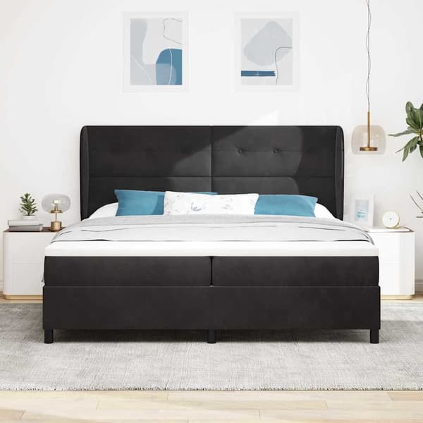 Bäddfjäder med madrass Svart 200 x 200 cm Polyester