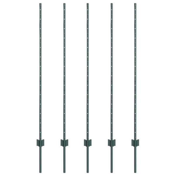 Inbäddad staketpost 5 st Grön 180 cm Pulverlackerat stål