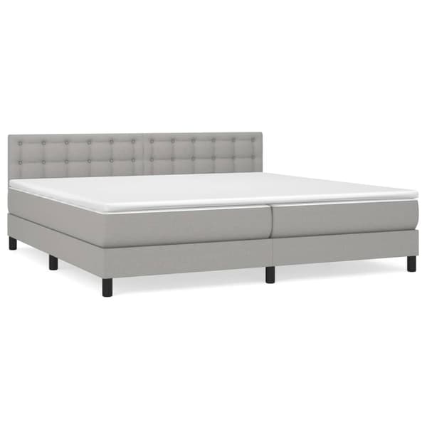 Ramsäng med madrass ljusgrå 200x200 cm tyg