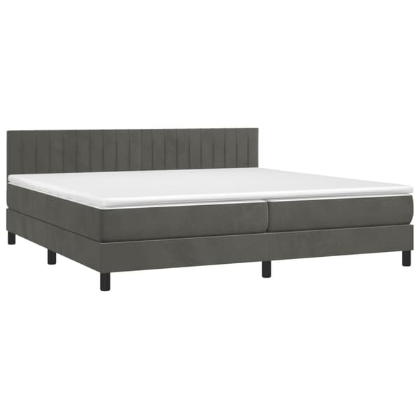 Ramsäng med madrass mörkgrå 200x200 cm sammet