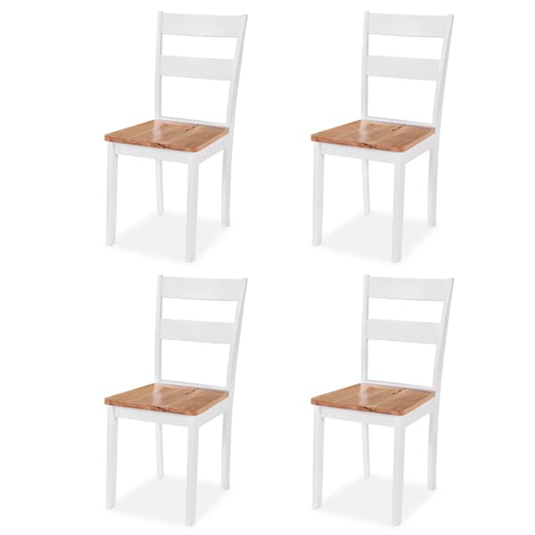 Matgrupp 5 delar MDF och gummiträ vit