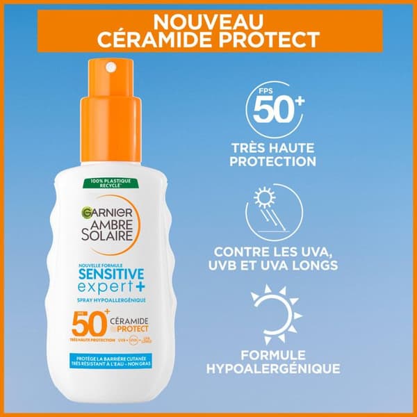 Solspray - Garnier - Sensitive Expert+ - SPF50+ - 150ml - Hypoallergenisk