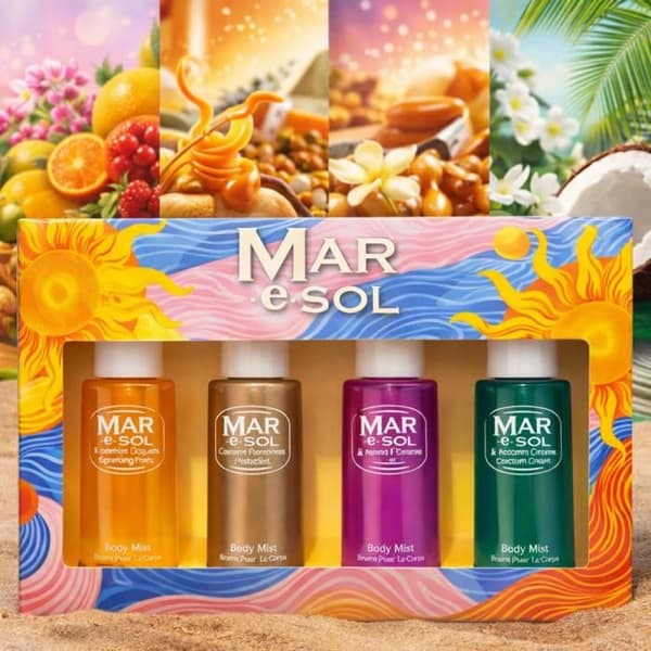 Presentförpackning - Mar E Sol 4 x 40 ml - 4 läckra dofter - Format 4×40 ml - Soliga noter