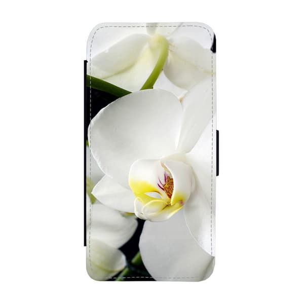 Til Samsung Galaxy S21 FE: Flower White Orchids Flippetui
