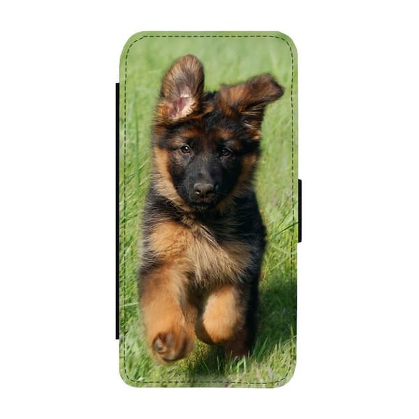 Til Samsung Galaxy S21: German Shepherd Puppy Flippetui