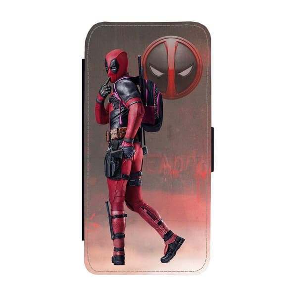 Til Apple iPhone 15 Plus: Deadpool, flipdeksel med unikt motiv, mobiletui med stativfunksjon