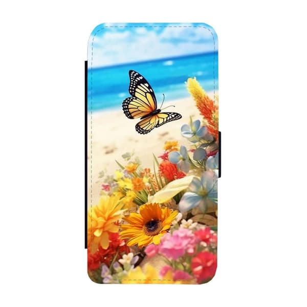 Til Samsung Galaxy S21 FE: Sommerfugl Flippetui