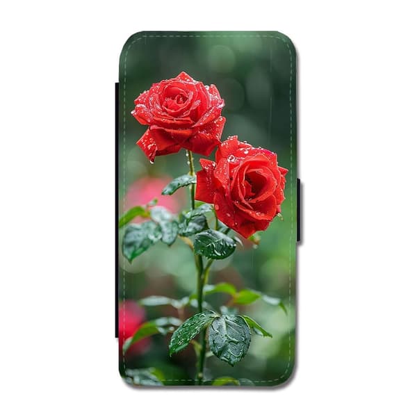 Til Samsung Galaxy S21 FE: Blomster Røde Roser Flippetui