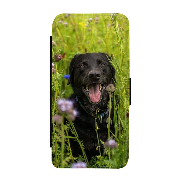 Til Samsung Galaxy S21: Black Labrador Dog Flippetui