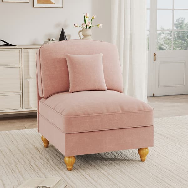 SONNENH Windsor-soffa utan armstöd Chenille med 1 kudde - Rosa