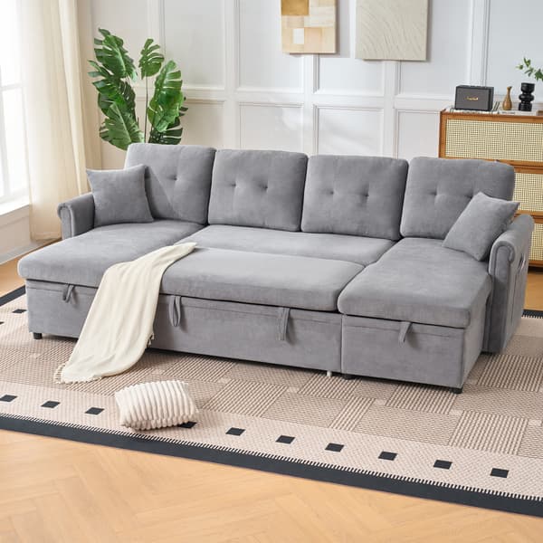 SONNENH Bäddsoffa, Chenille, Grå, 206 × 130 × 85 cm