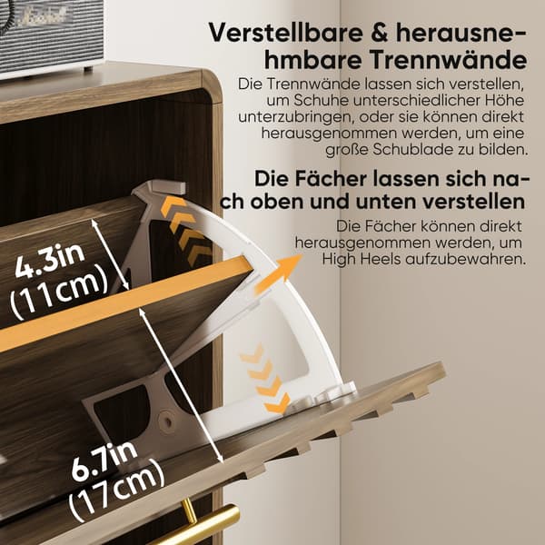 SONNENH Skoskåp, MDF, Valnöt, 80 × 24 × 95 cm