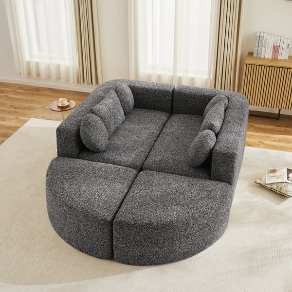 SONNENH Modulär bäddsoffa med sovfunktion, helt komprimerad molnsoffa, chenille, ingen montering, svart, B292 x D165 x H68 cm