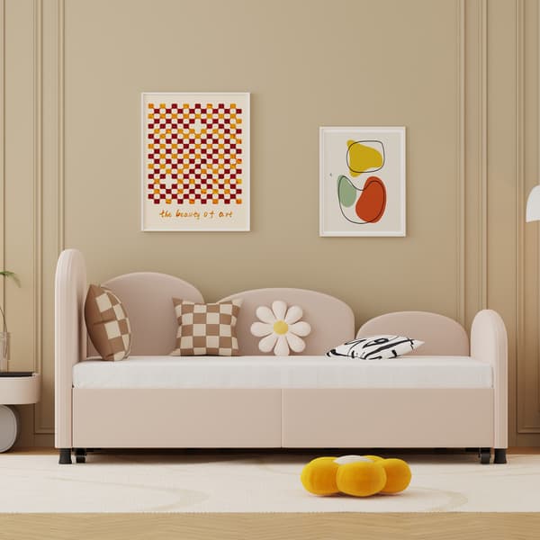 Børneseng, 90 x 200 cm, rosa, med opbevaring, med skuffer