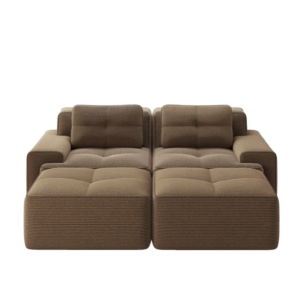 SONNENH Cloud Modular Sofa Boneless U-formad soffa, bekväm Corduroy Cloud Sofa, Modular Sofa med ottomansk, modulär tvåsitsig soffa
