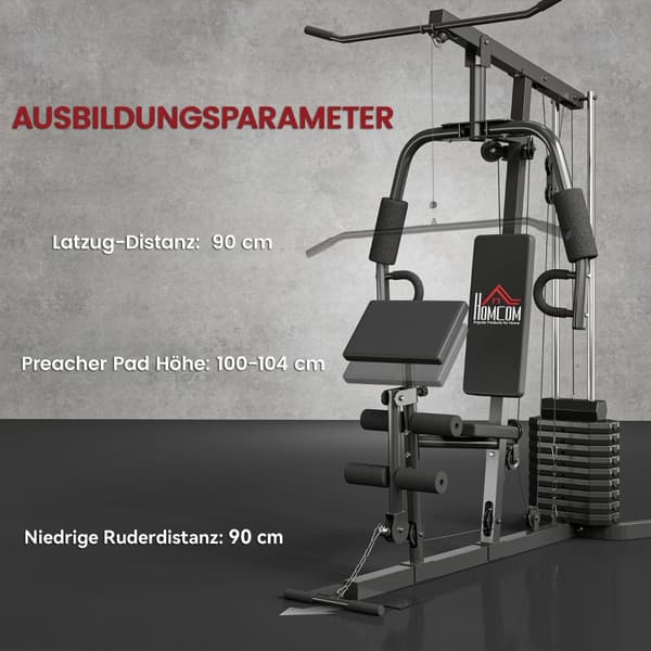 SONNENH Multigym med 45 kg viktstack 180 x 108 x 200 cm Stål Svart
