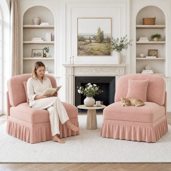 SONNENH Windsor Sofa uden armlæn Chenille med 1 pude - Lyserød