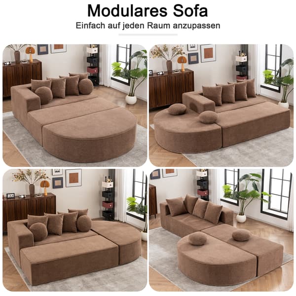 SONNENH Helt komprimerad benlös soffa, vardagsrum/sovrum med segmenterad molnsoffa, modern modulsoffa, ingen montering, bekvämt hudvänligt chenilletyg