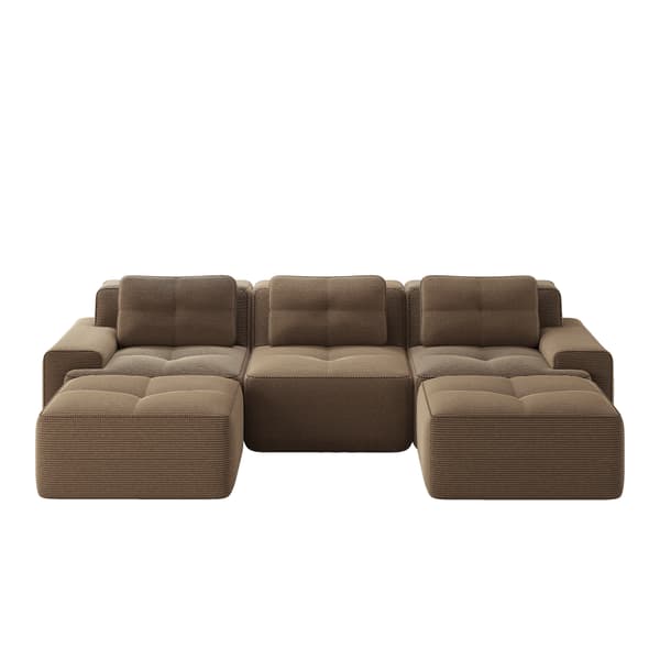 SONNENH Cloud Modular Sofa Boneless U Shaped Sofa, Modular Sofa med Ottoman, Modular Cloud Sofa, 3 Seater Corduroy Cloud Sofa för vardagsrum